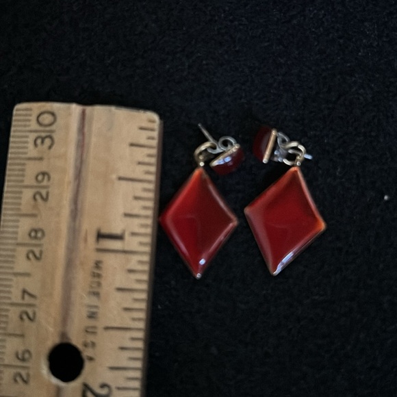 Red and gold tone choker with earrings - Picture 3 of 5